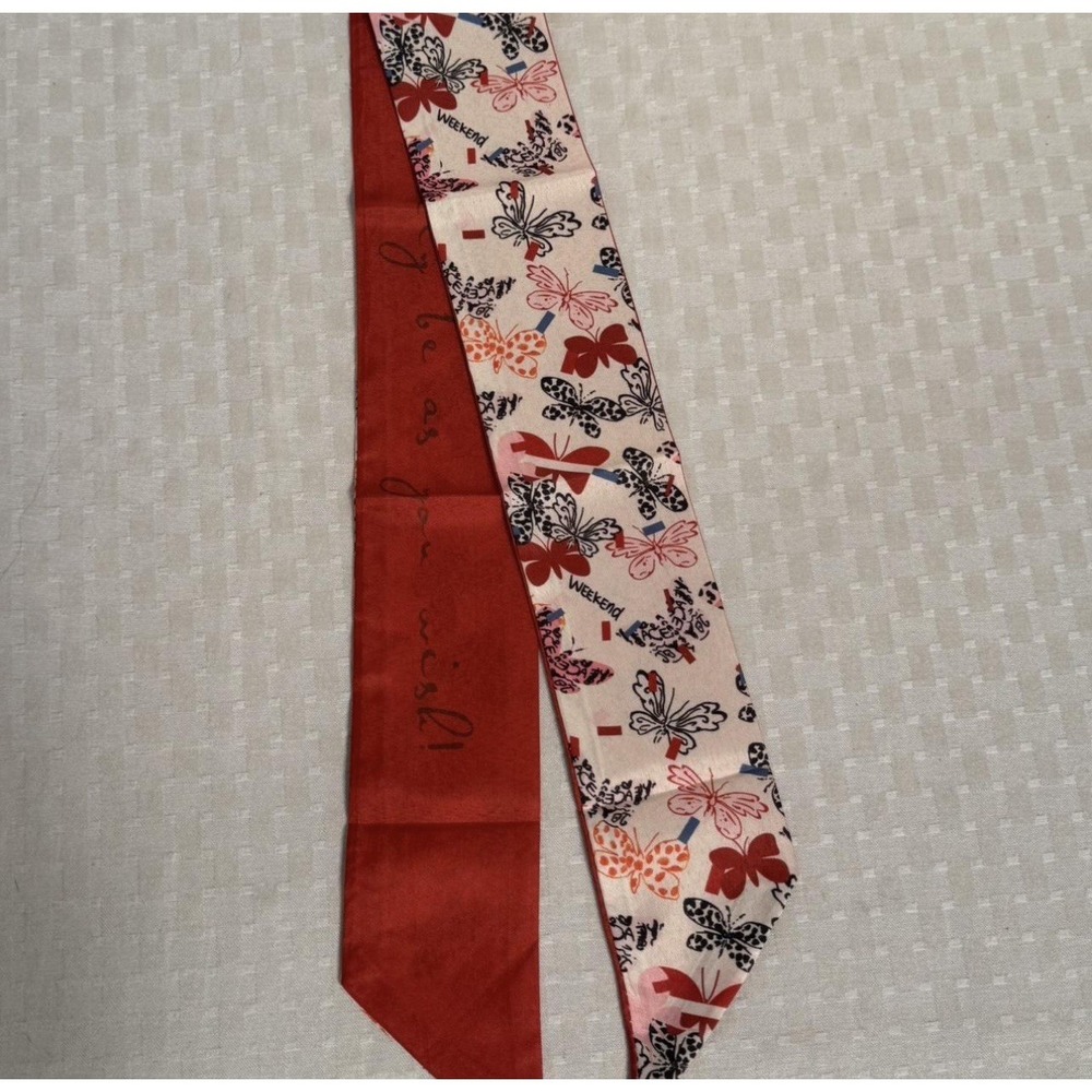 Yiwu Butterflies On The Weekend Blue Cream Burnt Orange Pink Scarf New